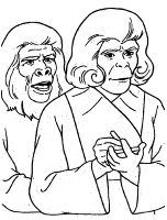 A coloring page of planet of the apes